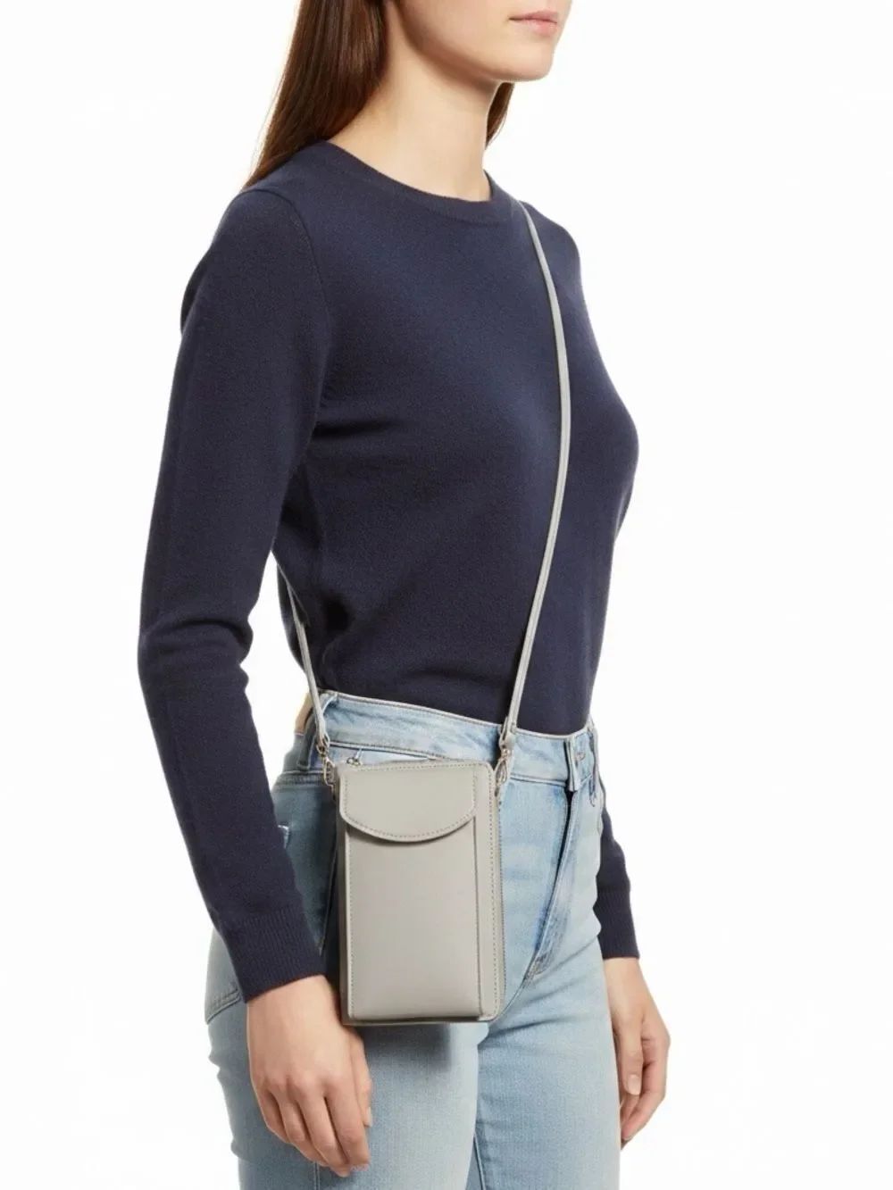 Gray Crossbody Bag Phone Wallet OS NWT